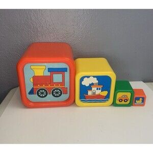 Little Tikes Jumbo Nesting Stacking Blocks Hard Plastic Pre-K School Cubes 4pcs